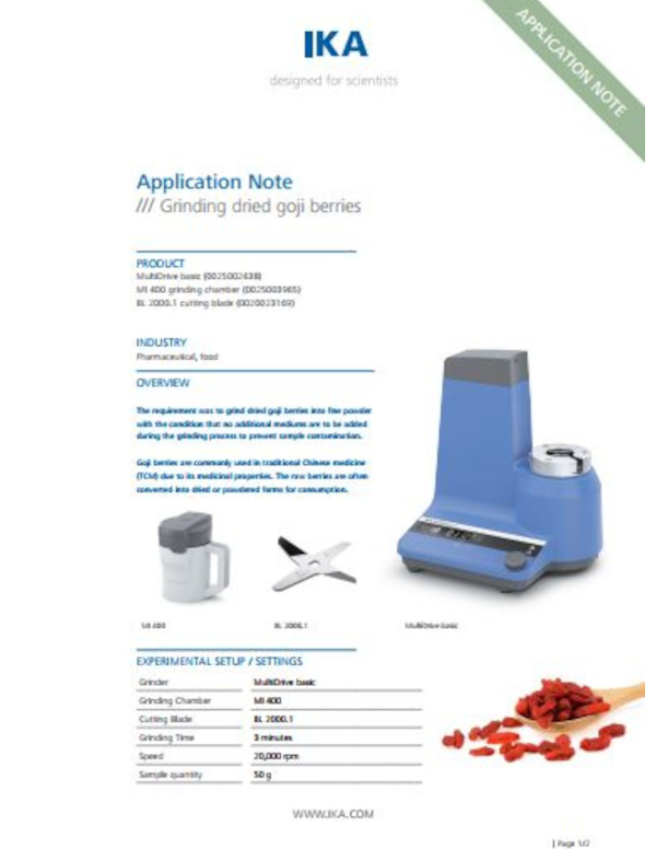 IKA Pharma Food Grinding goji berries